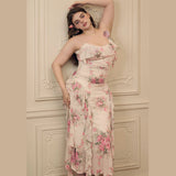 Spring 2025 New Women's Dress French Temperament Lotus Leaf Crums Hanging Skirt Design Waist Irregular Dress