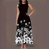2025 Summer New Fashion Sleeveless Print Loose Round Collar Simple Temperament Dress