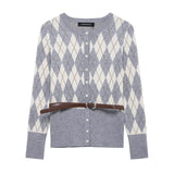 Women's Clothing 2025 Spring New With Belt Rhumin Sweater Jacket + Open Skirt Suit