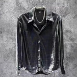 Hairstylist Men's Fried Street Long-Sleeved Shirt 2025 Spring And Autumn New Loose Handsome Bright Outside Wearing Shirt Men