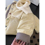 Korean Loose Milk Blue Hatless Round-Neck Cotton Coat Women Winter Small Thick Short Cotton Cotton Jacket Tide