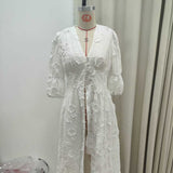Women's New Waists Slim And Beautiful Little White Dress INS Net Red Standing Weight Embroidered Dress