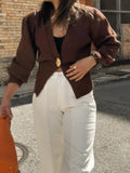 Solid Color V-Neck Long Sleeve Open Shirt 2025 Spring And Autumn Temperament V Collar A Buckle Long Sleeve Waist Top