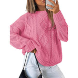 Women's Dress 2025 Knitted Women's Oversized Thick Knit Round Sweater Casual