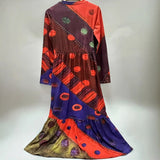 Large-Size New Wish Spring Round-Collar Explosion Casual Fashion Long-Sleeved Print Long Dress Girl