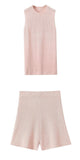 Women's Clothing 2025 Spring New Fashion Casual Multi-Color Knitted Vest + Shorts Set