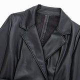 2025 New Women's Suit Jacket Autumn Solid Color Lumbar Imitation Skin Mini Dress