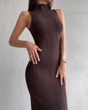 2025 New Women's High-Collar Knit Dress Sexy Medium-Long French Lint Fashion Dress