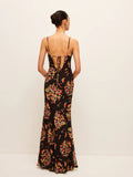 Autumn/Winter 2025 New Sling Print V-Necked Trousers Short-Sleeved Women's Waist French Jumpsuit
