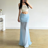 2025 Summer New Women's Hottie Pure Wind High-Waist Net Yarn Half-Dress Temperament Fishtail Dress