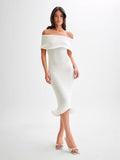 New Women's Fashion Word-To-Shoulder Sexless Sleeveless Plain Knitted Dress