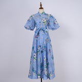 Summer Court Style High Design Feeling Heavy Industry Nail Drill Short Sleeve Single Buckle Dress + Sling
