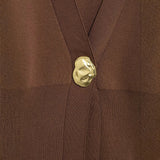 Simple Temperament Metal Button Knitted Cardigan 2025 Spring Long Sleeve V Collar Short Coat Woman