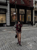 Round-Neck New Women's Bear Embroidered Retro Body Sweater College Style Knitted Shirt Top