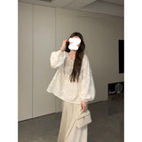 Korean Version Of Fashion Wearing Three-Dimensional Flower Temperament Easy-Fitting Loose Shirt Light Luxury Skirt Set