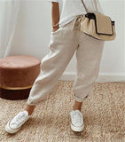 2025 Women Cotton Trousers Pocket Tight Slacks Women's Pants
