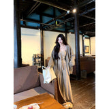 Korean Version Of The Gentle Wind Set Of Shirts And Bows Knitted Shirt Straight Slacks Three Sets Of Women