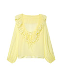 Z2025 New Women's Fashion Simple Cascade Decoration Long-Sleeved Shirt Women 8544207
