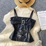 Vintage Sexy Hottie Metal Buckle Sling Sling Small Vest Woman Autumn Bun Bun