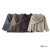 Ins New Women's Dress With Asymmetrical Scarf Short Knitted Coat