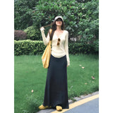 Early Autumn Dress With A Full Set Of Oceanish Fashion Age Reduction Knitted Shirt Women's Bag Hips Half-Body Skirt