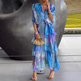 2025 New Women's Printed Layered Dress Dress