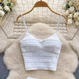 Pure-Want White Sling With Breast Vest Body Bm Half-Dress Short Skirt Two Sets With Short Top Summer