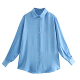 2025 New Women's Autumn Printing Multi-Color Silk Sipping Long-Sleeved Collar Loose Shirt Top