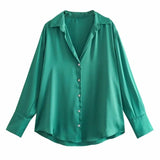 New Women's Clothing In Autumn 2025 20 Color Buff Silk Densate V Collar Long-Sleeved Striped Vertical Shirt