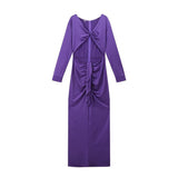 Autumn New Women's Holiday Style Niche Design Deep V Collar Hollow Dress Light Luxury
