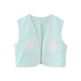 Spring 2025 New Women's Clothing Embroidered Tard Vest
