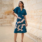 Middle East New Women's Fashion Casual Sexy Two-Piece Round Collar Blouse Dress Set