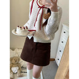 A Complete Set Of Autumn Wear 2025 Cute Age Reduction Knitted Skirt Short Skirt Two-Piece Skirt Woman