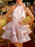 Spring 2025 New Women's Fashion Dress Sexy Bare Back Hanging Neck Repair Dress