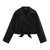 Fashion Tie With Long-Sleeved Wind Coat Jacket 2025 New Products In The Spring And Autumn