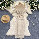 High-Cooled Royal Sister Dress Goddess Fan Temperament Heart Folds To Receive The Waist Thin Long Bag Of Hip Skirts