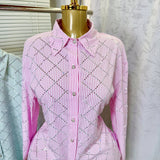 New Women's Dress French Elegant Hot Diamond Diamond Diamond Linge Casual Thin Long-Sleeved Collar Shirt Shirt