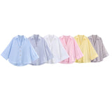 2025 Spring And Summer New Women's Fashion Casual Collar Striped Wide-Sleeved Shirt