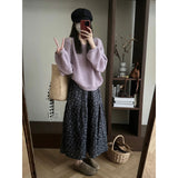 Gentle Wind Purple Knitted Sweater Autumn And Winter 2025 New Design Sense Of Small Korean Temperament Skirt