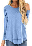 Women's Clothing 2025 Autumn And Winter Round Collar Long-Sleeved T-Shirt Solid Color Loose Top Before The Short And Rear Long Tuxedo Women's T