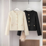 New Women's Clothing Texture Autumn Round Collar Short Jacket Jacket In Autumn Winter 2025