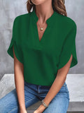 2025 Women's Summer Casual Pure Color V-Neck Loose Shirt Top Woman