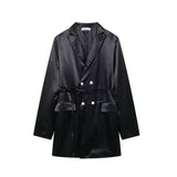 2025 New Women's Autumn Commute Double Suit Jacket + Vertical Trousers Suit