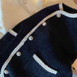 French Small Scented Pearl Buckle Sweater Cardigan Women's Top Autumn And Winter White Soft Milk Marinade Knitted Coat