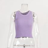 Knitted Vest Women 2025 Summer Solid Color Repair Thread Inside The Top Wearing Short Y2K Vest