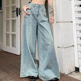Vintage Wide-Legged Jeans Women Spring And Autumn New High-Waisted Loose Thin Trumpet Trousers