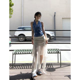 Spice Girls Wear Bow Print Hanging Neck Vest Women High Waist Design Screen Irregular Skirt