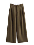 2025 Women's Autumn New Dress V-Neck Short Vest High-Waist Broad Leg Trousers Commuting Suit