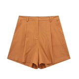 Women's 2025 Spring New Fashioned Colored Flax-Blend Vest + Shorts Set