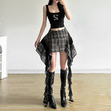 2025 Summer New Women's Retro Port Style Splicing Irregular Design Body Skirt